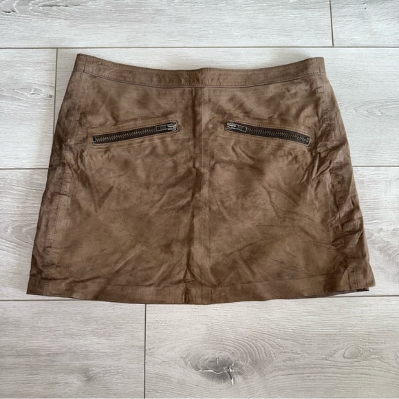 The Kooples Dresses & Skirts - The Kooples Women's Brown Suede Leather Mini Skirt size medium zip details